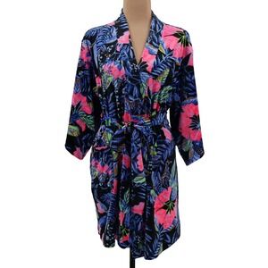 Lilly Pulitzer Elaine Velour Robe Onyx Earned Stripes Womens Size XXS XS NWT